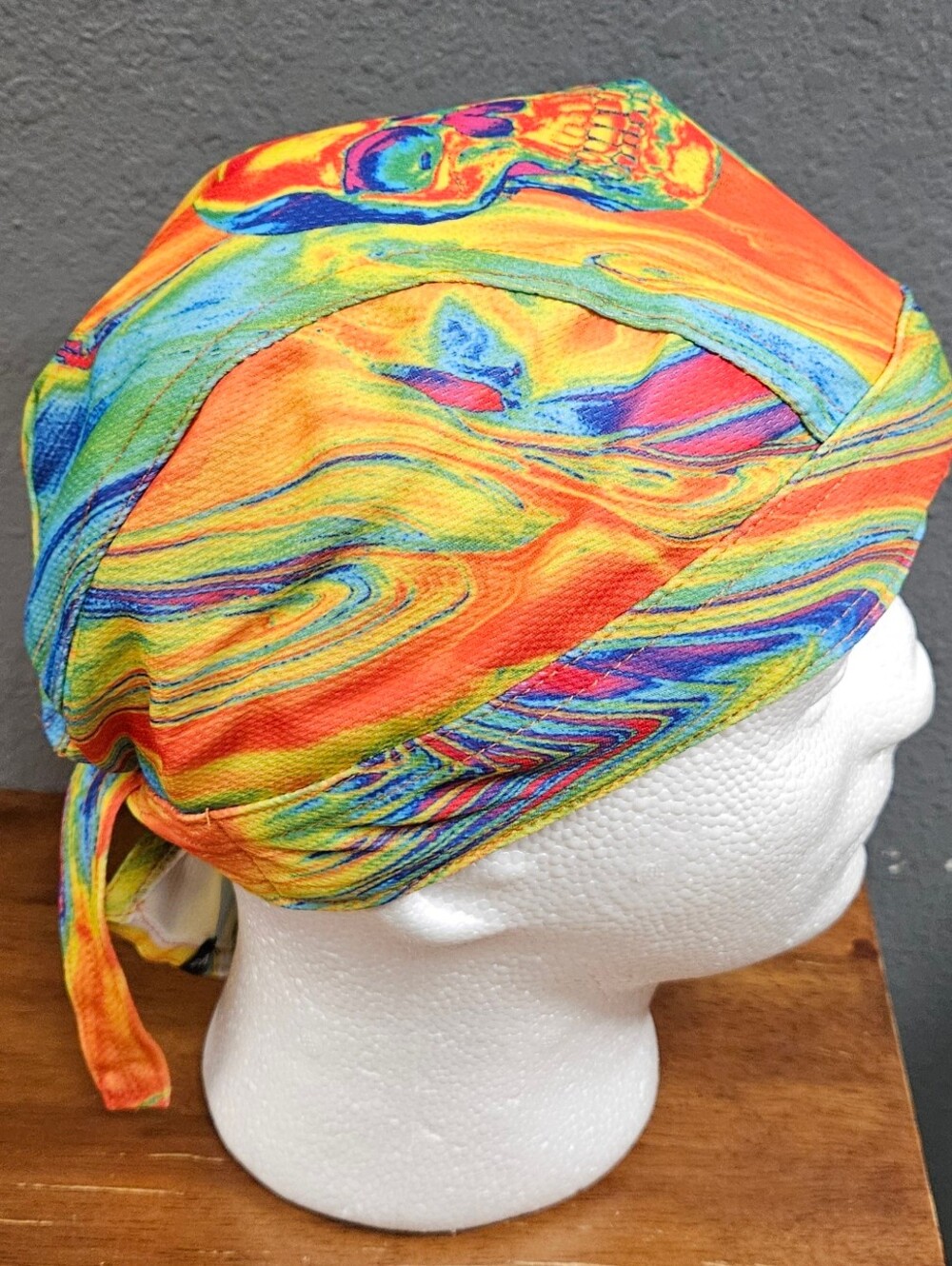 Head Wrap Tie-Dye Skull Zan Flydanna with Sweatband Unisex Biker Headwear